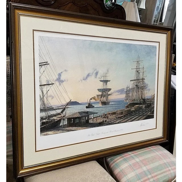 Limited edition artist signed and numbered print "San Pedro- The Bark 'Vidette' Flowing into Port at Sunrise, 1890" by the...