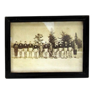 1930's Antique Group Photograph the Northwoods High School Hockey Team, Framed For Sale