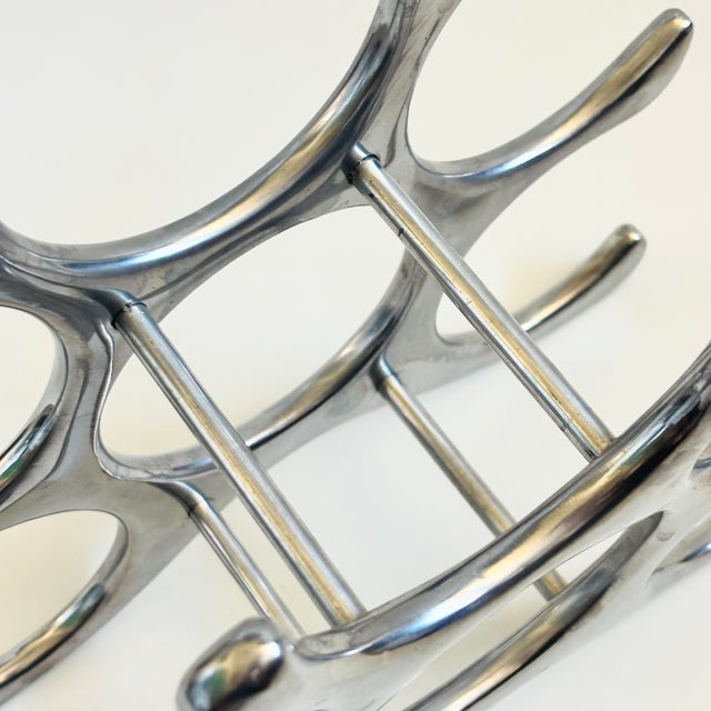 Silver Vintage Sculptural Aluminum Wine Rack by Michael Noll For Sale - Image 8 of 9