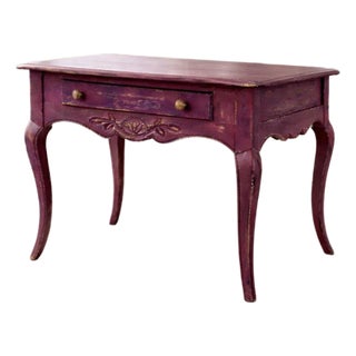 Vintage French Hand-Painted Accent Table in Bordeaux Red Finish For Sale