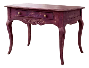 Vintage French Hand-Painted Accent Table in Bordeaux Red Finish