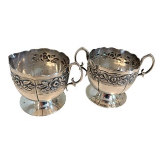 1940s Maciel Mexico Sterling Silver Creamer & Sugar Set For Sale