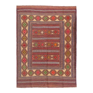Pasargad DC Rust Hand Knotted Fine Sumac Kilim Rug For Sale