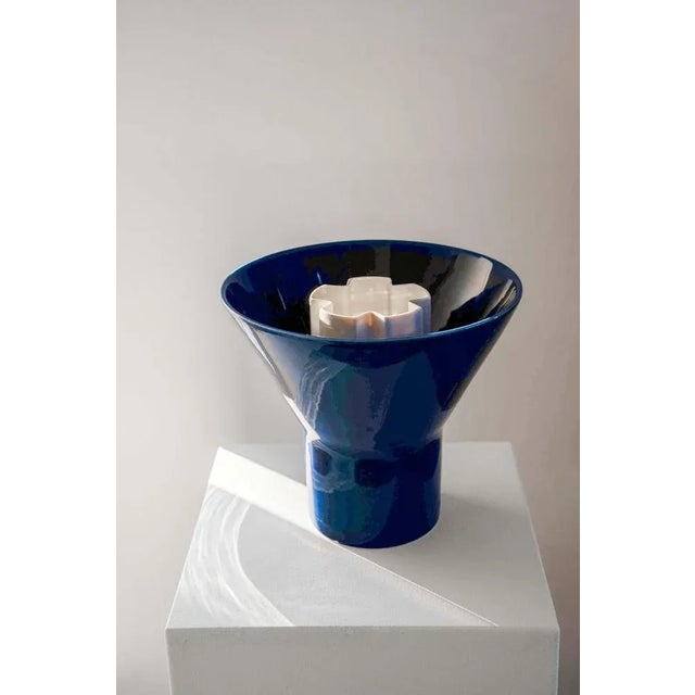 Contemporary Blue Ceramic Kyo Vases by Mazo Design, Set of 2 For Sale - Image 3 of 6