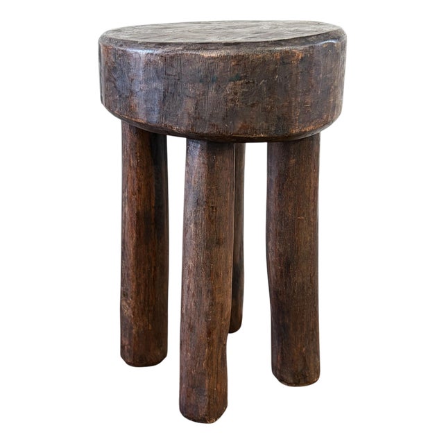 African Vintage Carved Wood Milk Stool Hehe Gogo People Tanzania 12"h For Sale