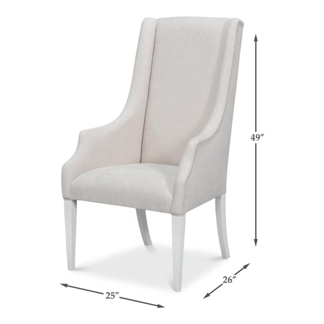 Upholstered Host Dining Chair in Ivory Chenille For Sale - Image 11 of 11