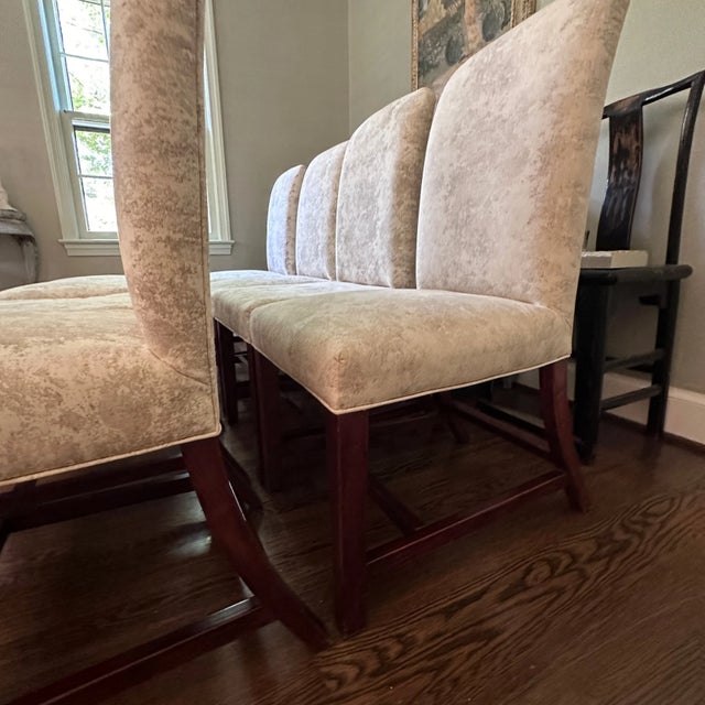 Set of 8 Marbled Custom Dining Chairs For Sale - Image 4 of 7