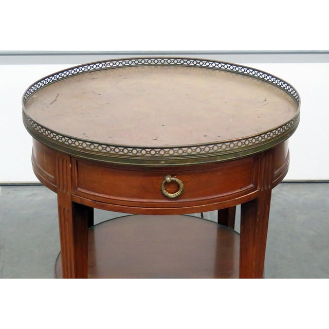 Traditional 20th Century Regency Style Leather Top Bouillotte Table For Sale - Image 3 of 13