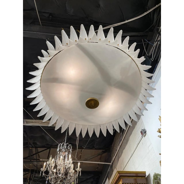 White Modern Art Deco Style Murano Glass "Plume" Chandelier For Sale - Image 8 of 10