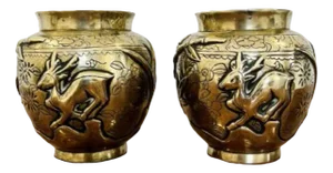 Chinese Brass Vases, 1890s, Set of 2