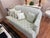 Pair of Kravet Traditional Skirted Sofas in Sage Green Damask For Sale - Image 6 of 6