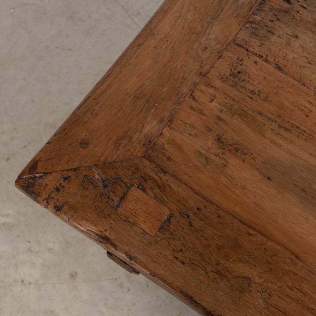 Brown 19th Century Rustic Baker's Table Coffee Table With Hidden Storage For Sale - Image 8 of 18