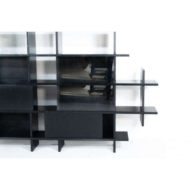 Wood Mid-Century Modern Black Bookcase by Eugenio Gerli for Tecno, Italy, 1966 For Sale - Image 7 of 11
