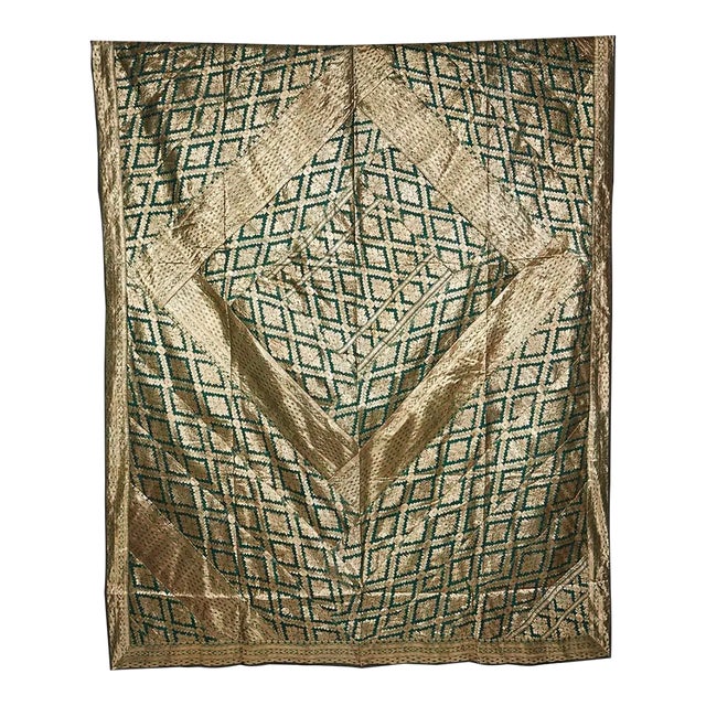 Late 20th Century Brocade Silk Kantha Throw For Sale
