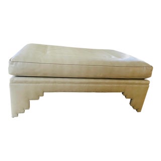 Transitional Faux Leather Shagreen Ottoman For Sale