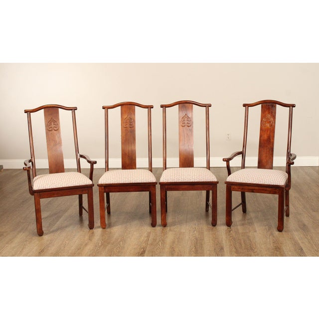 Asian Bernhardt Chinese Style Set of Four Yoke Back Dining Chairs For Sale - Image 3 of 18