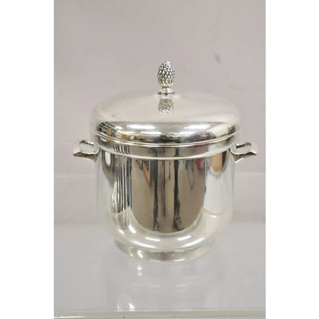 Vintage Sheffield Silver Co. Mid Century Modern Silver Plated Lidded Ice Bucket For Sale - Image 10 of 10