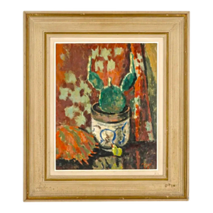 Roger MühlRoger Muhl Fauvist Still Life Cactus Ecole de Paris French Oil Painting Paques, 1958