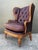 French Provincial Vintage Tufted Leather Wingback Chair For Sale - Image 3 of 12