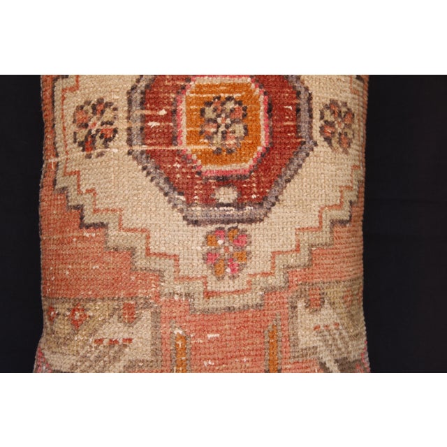 Handwoven Turkish Rug Pillow – Soft Tribal Motifs in Neutral Tones Pillow Case -16'' X 32'' For Sale - Image 10 of 13