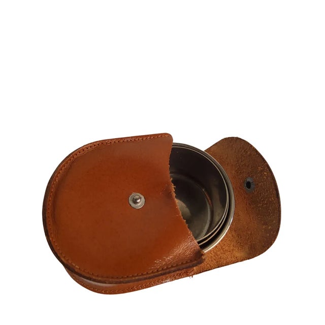 Collapsible Campaign Cup in Leather Case marked Made in Germany US Zone.