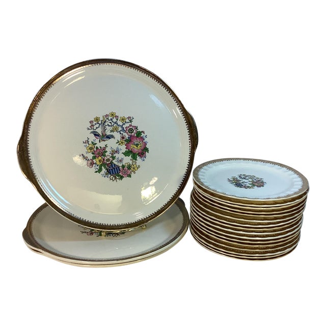1969s Cronin China Company Porcelain Appetizer/Dessert Set - 19 Pieces For Sale