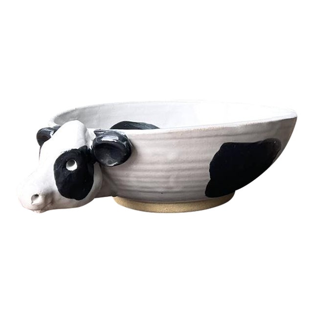 Vintage Original Studio Pottery Cow Bowl For Sale