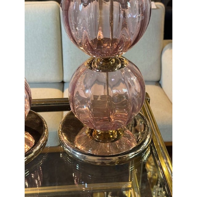 Modern Murano Lavender Ball Lamps - a Pair For Sale - Image 3 of 8