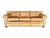 Vintage English Leather Sofa Tan Color Nail Head Trim Feather Down Cushions For Sale - Image 4 of 18