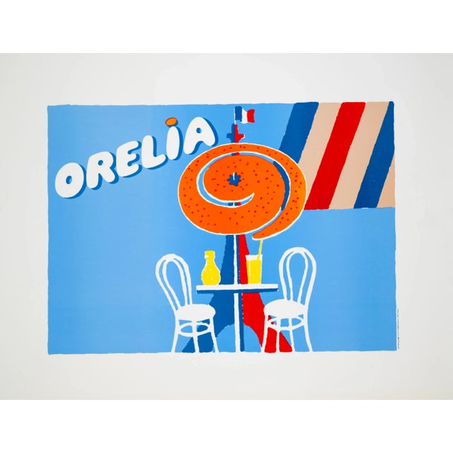 Orelia French Orange Drink by Bernard Villemot Original 1983 For Sale