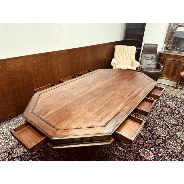 English Meeting Table with Chairs, Set of 7 For Sale - Image 14 of 18