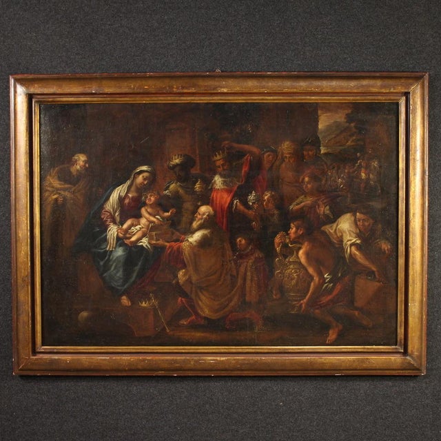 Religious Artist, Adoration of the Magi, 1650, Oil on Canvas For Sale - Image 16 of 16