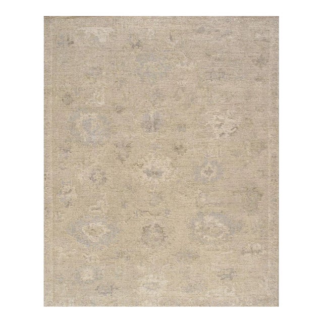 Oushak Wool Cream Area Rug, 9' 3'' X 12' 3'' For Sale