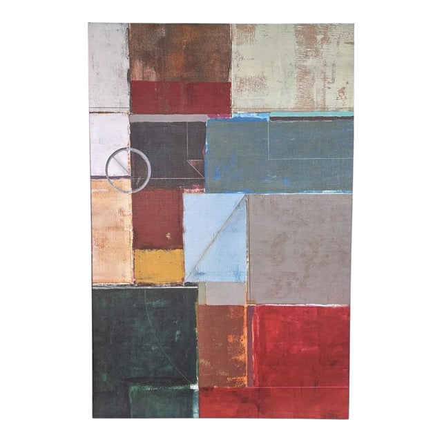 Large Mid-Century Modern Style Geometric Abstract Canvas Wall Art For Sale
