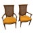 Pair of Vintage French Regency Cane Back Armchairs With Original Harvest Gold Upholstery For Sale