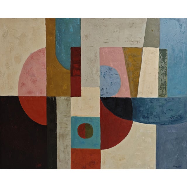 Gravitation is an original geometric abstract oil painting by French contemporary artist Sophie Dumont, created in 2026....