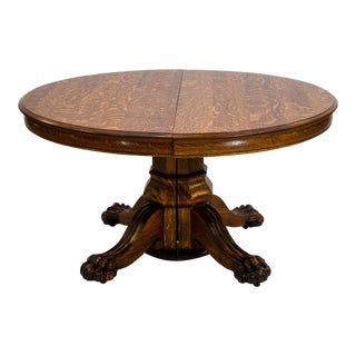 Solid Round Oak Dining Table, Quarter Sawn For Sale