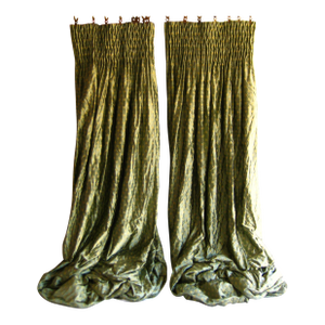 Large Pair of 1980s French Empire Napoleon Silk Curtains - Drapes