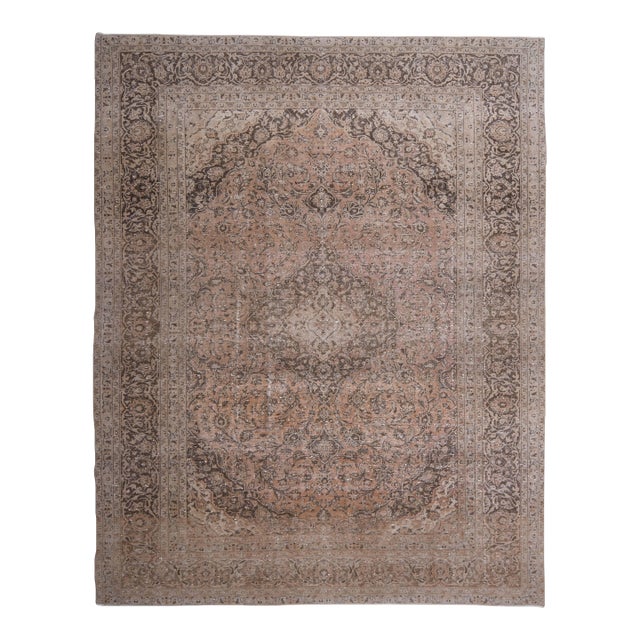 1970s Vintage Persian Handknotted Wool Orange Oversize Area Rug For Sale