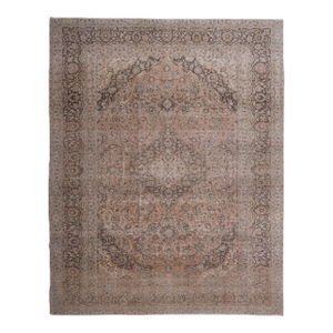 1970s Vintage Persian Handknotted Wool Orange Oversize Area Rug