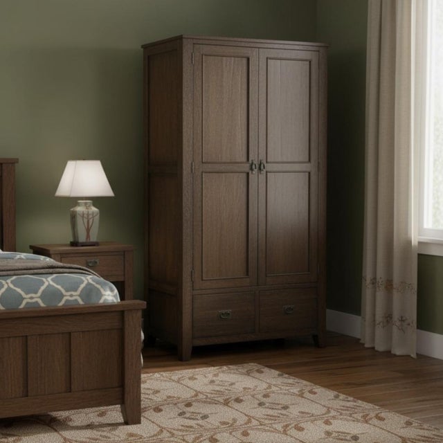 2020s Mission 2 Door / 2 Drawer Armoire Walnut For Sale - Image 5 of 11