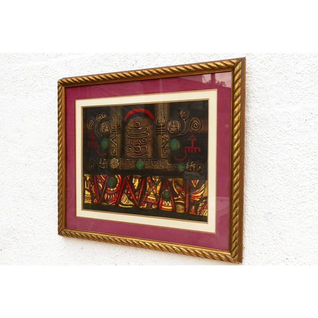 Mixed Media Tribal Indian Relief Art For Sale - Image 4 of 7