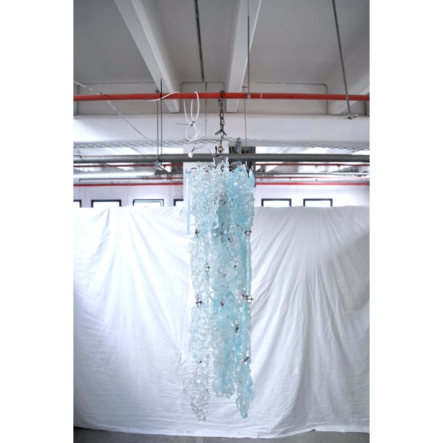 Blue Mid-Century Crystal Spider Pendant Lamp from Vistosi, 1950s For Sale - Image 8 of 10