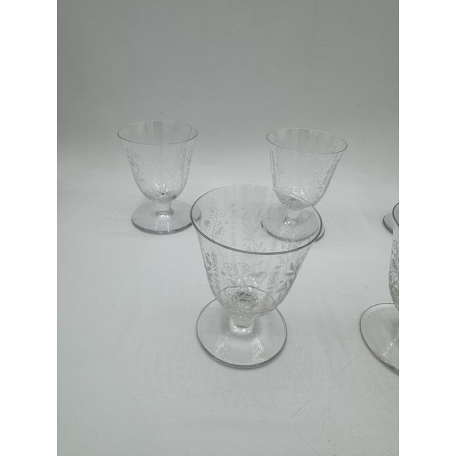 Baccarat White Wine Glasses with Argentina Pattern from Baccarat, 1940, Set of 5 For Sale - Image 4 of 18