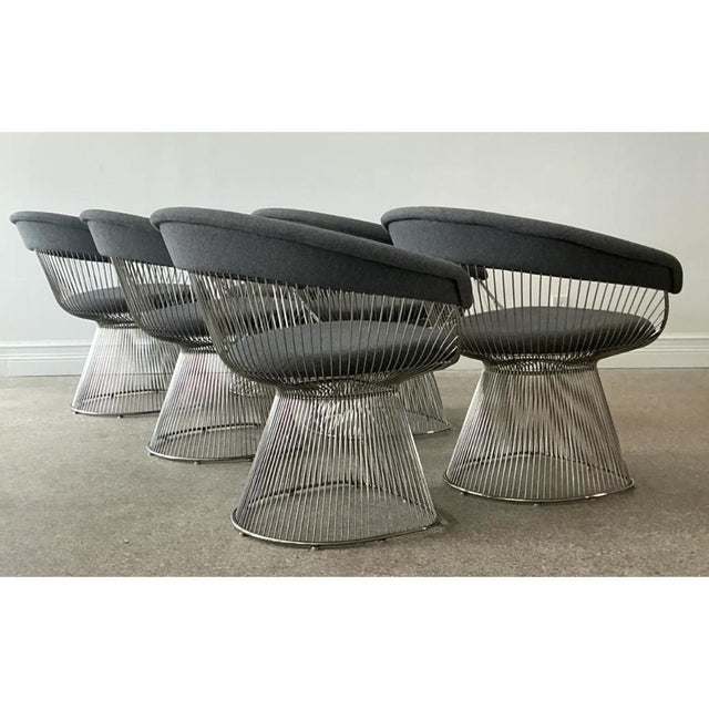 Mid-Century Modern Vintage Platner Style Wire Dining Chairs - Set of 6 For Sale - Image 3 of 12