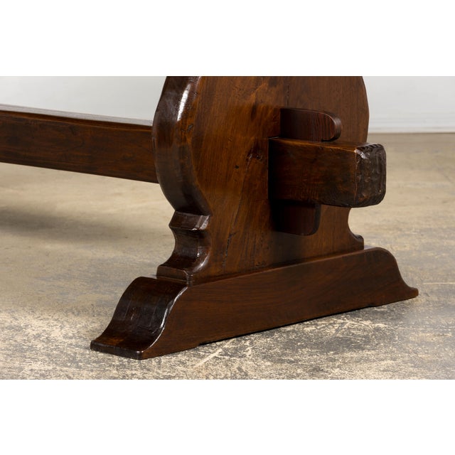 Brown 19th Century French Provincial Walnut Dining Table With Trestle Base For Sale - Image 8 of 18