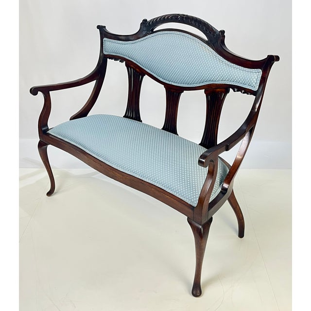 Antique Classical Mahogany Lyre-Back Settee For Sale - Image 9 of 16