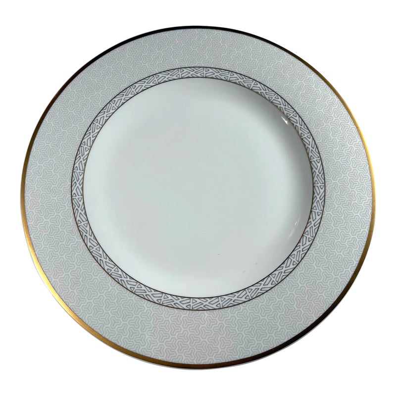 Villeroy & Boch Kimono Dinner Plate - Chateau Collection, Gray Geometric Shapes, Gold Trim