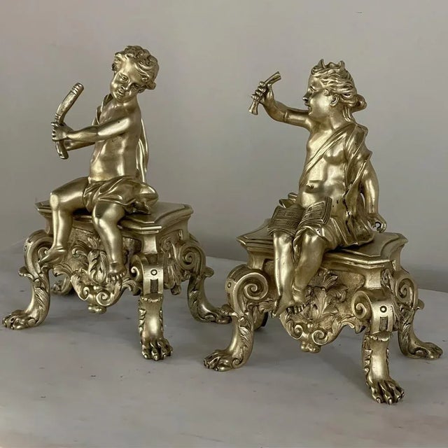 Pair of Early 19th Century French Bronze Doré Cherub Statues For Sale - Image 12 of 15