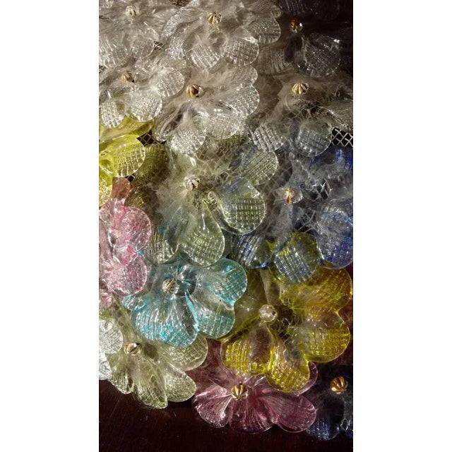 Barovier & Toso Murano glass flower ceiling light, 1950s. Basket consists of more than 200 flowers Murano glass. Up to...